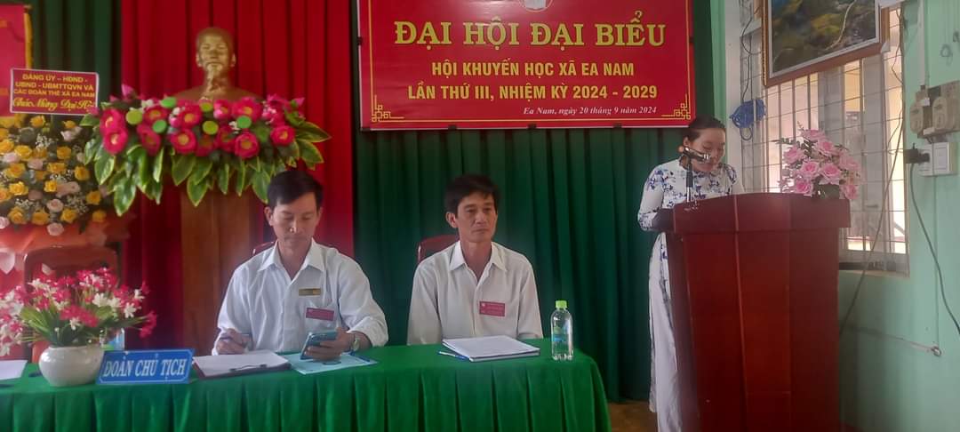 Hội Khuyến học xã Ea Nam - huyện Ea H’leo tổ chức Đại hội lần thứ III, nhiệm kỳ 2024-2029 thành công tốt đẹp